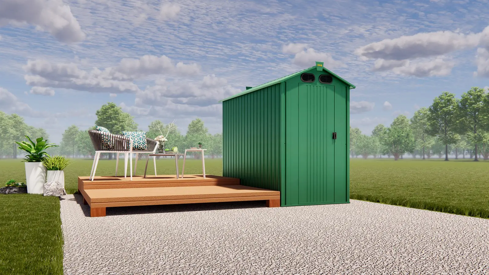 KingSuper series metal garden shed with Apex roof green 4x3ft 1