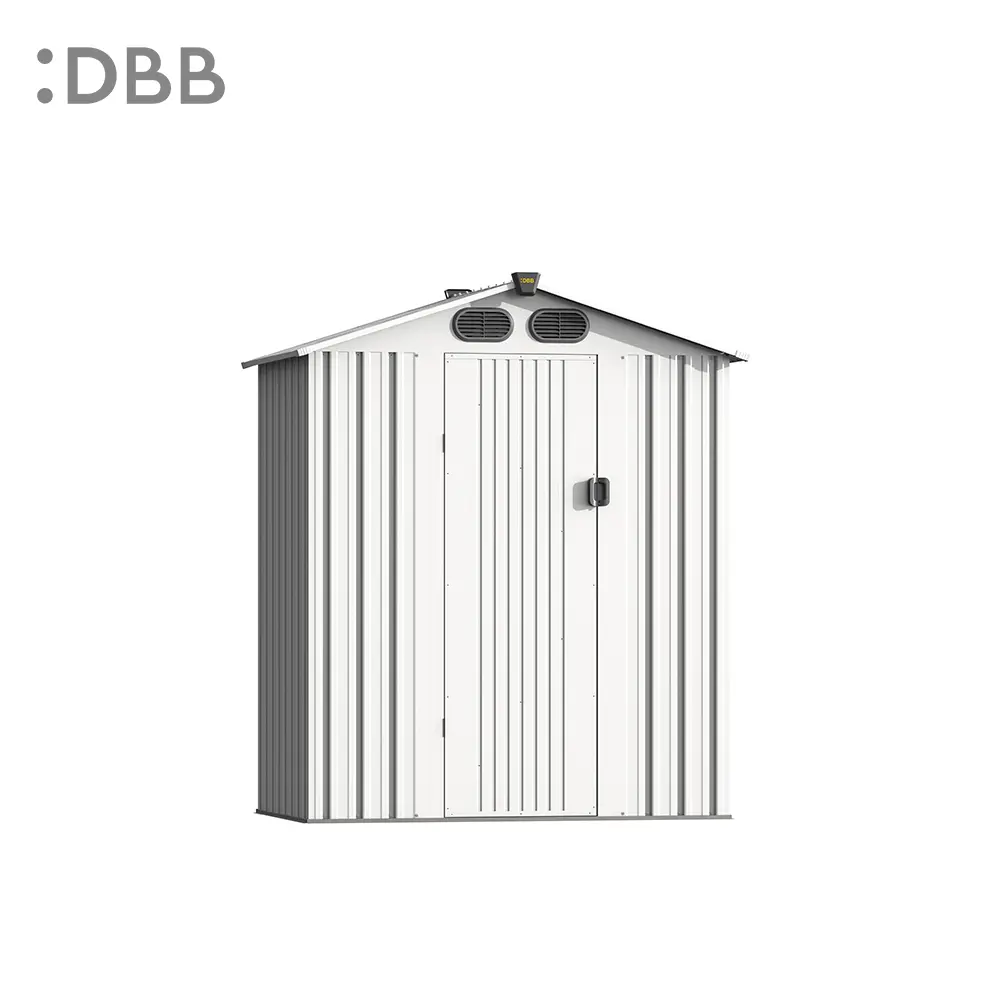 KingSuper series metal garden shed with Gable roof beige 5x3ft 1
