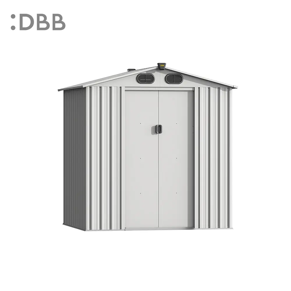 KingSuper series metal garden shed with Gable roof beige 6x4ft 2