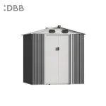 KingSuper series metal garden shed with Gable roof gray beige 6x4ft 1