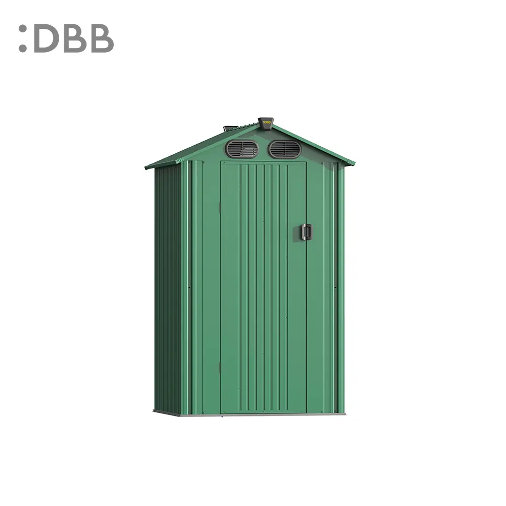 KingSuper series metal garden shed with Gable roof green 4x4ft 1