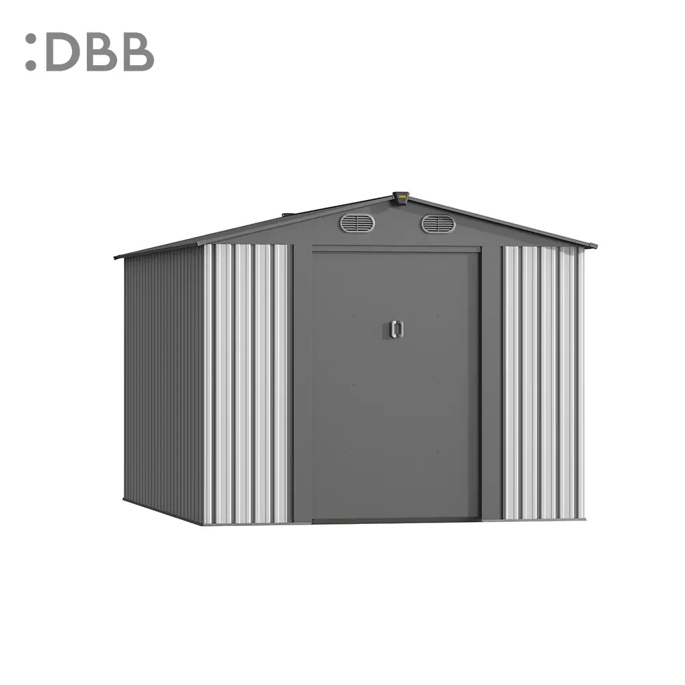 KingSuper series metal garden shed with Gable roof beige gray