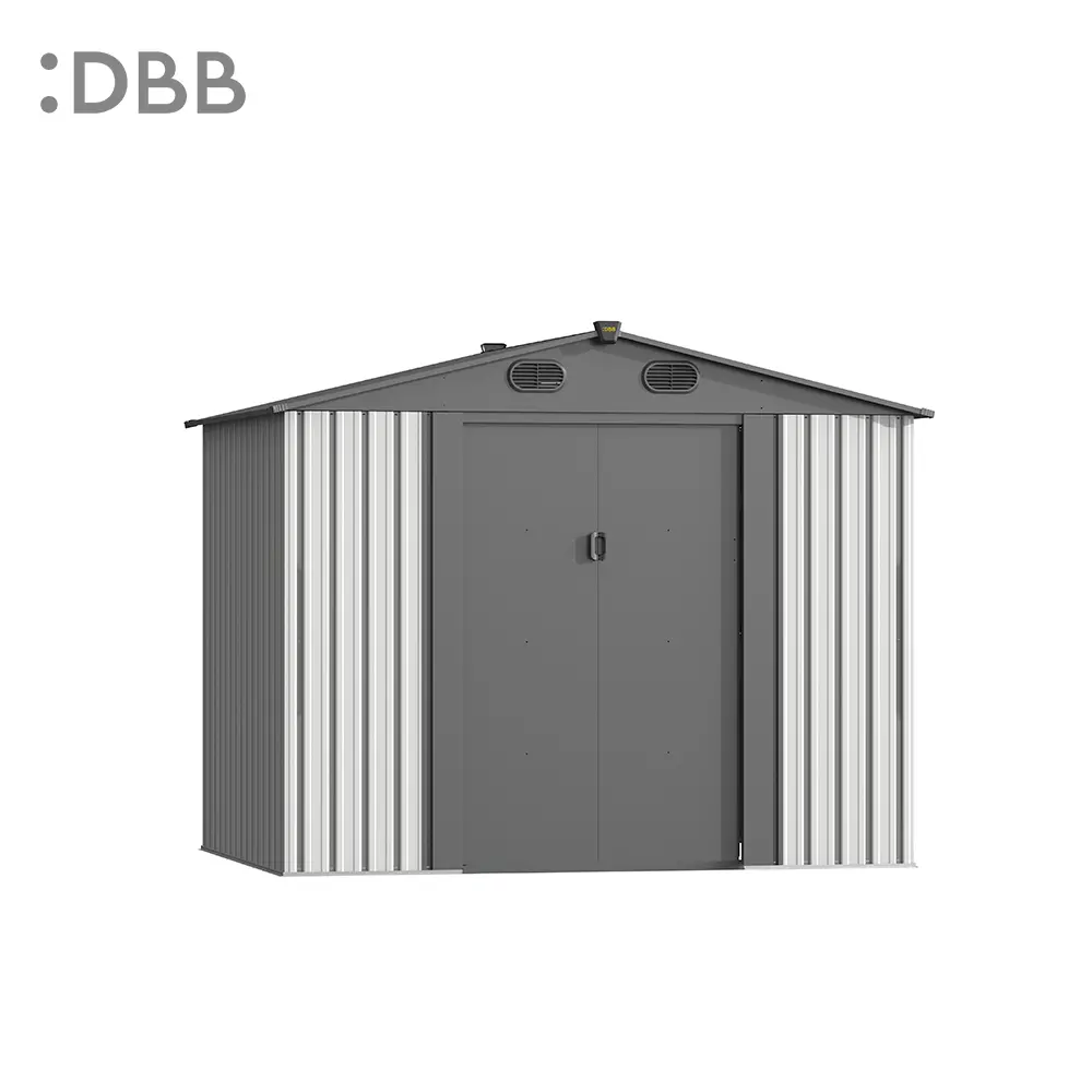 KingSuper series metal garden shed with Gable roof beige gray