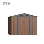 KingSuper series metal garden shed with Gable roof brown gray 8x6ft 1