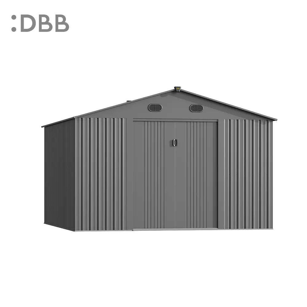 KingSuper series metal garden shed with Gable roof gray