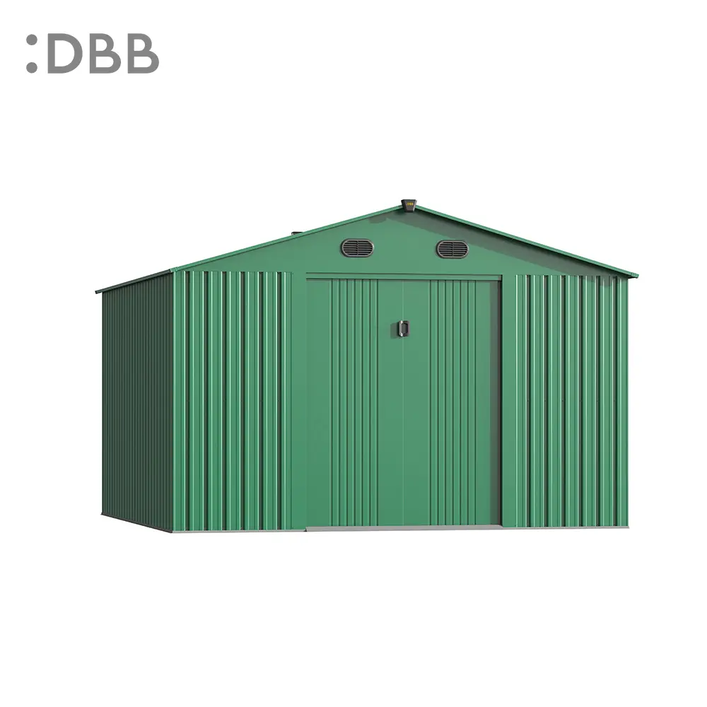 KingSuper series metal garden shed with Gable roof green
