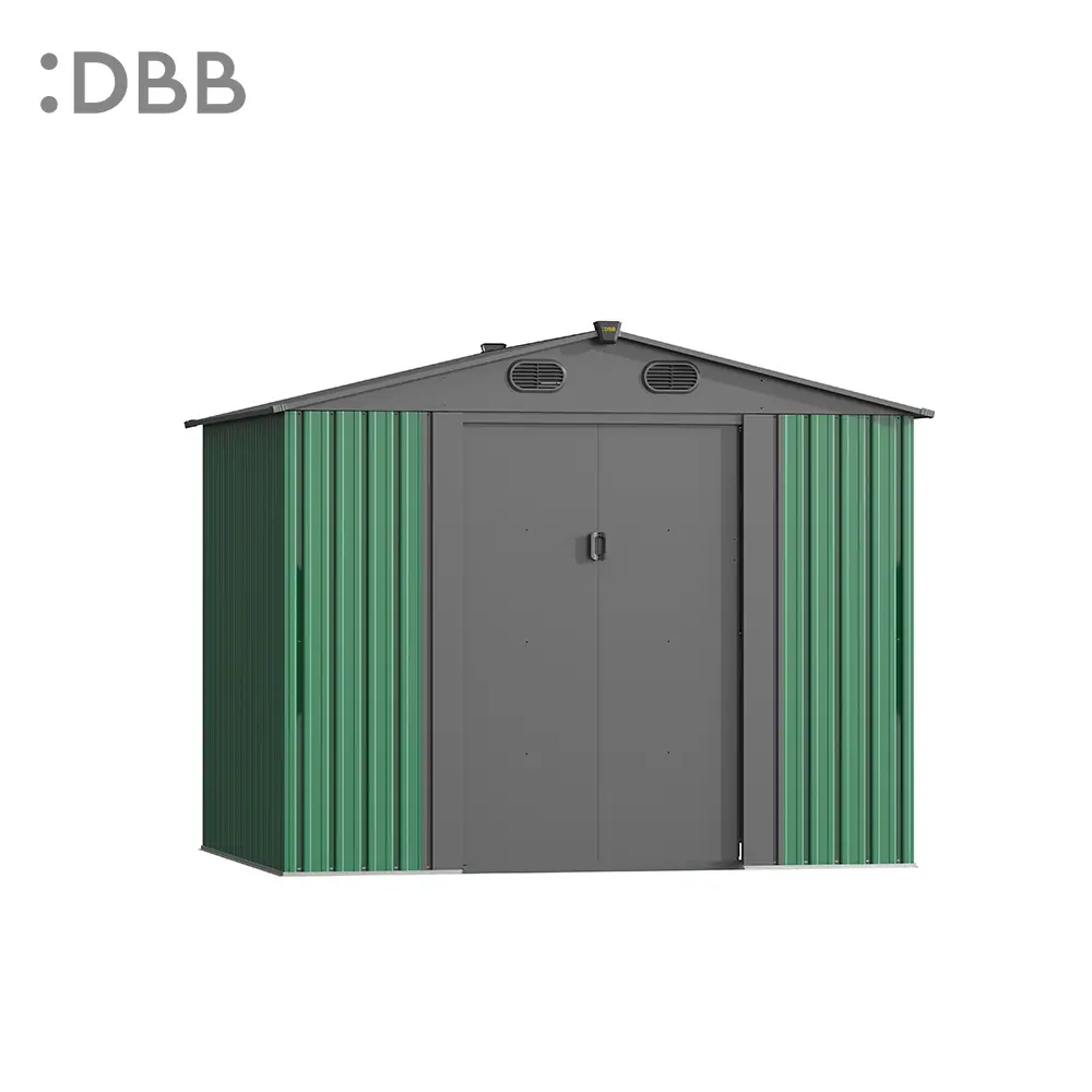 KingSuper series metal garden shed with Gable roof green gray 8x6ft 1