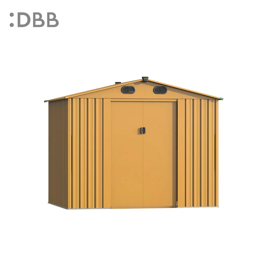 KingSuper series metal garden shed with Gable roof yellow 8x6ft 2 1