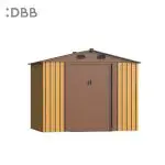 KingSuper series metal garden shed with Gable roof yellow brown 8x6ft 1