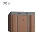 KingSuper series metal garden shed with Pent roof brown black 8x6ft