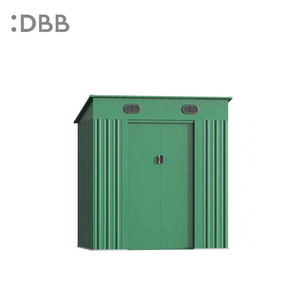 KingSuper series metal garden shed with Pent roof green 6x4ft 1
