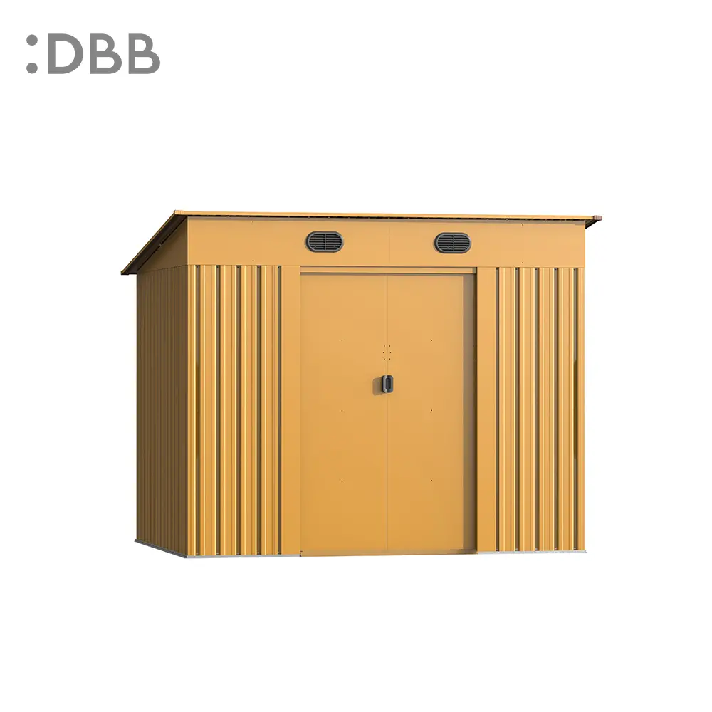 KingSuper series metal garden shed with Pent roof yellow