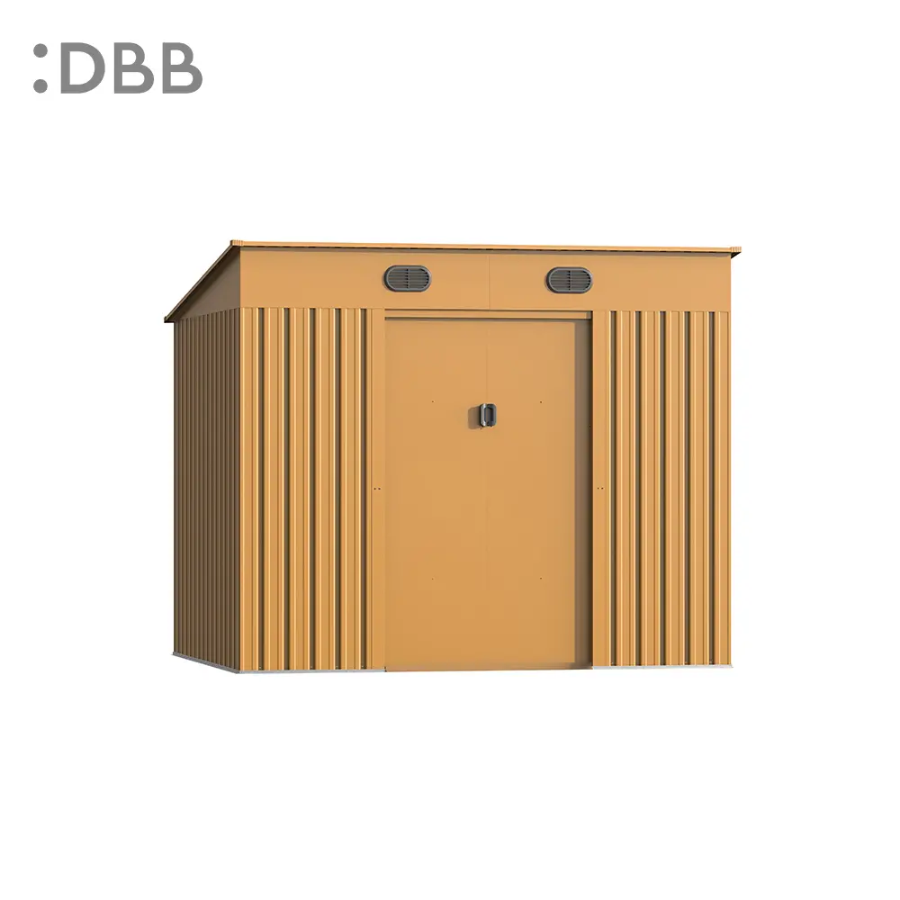 KingSuper series metal garden shed with Pent roof yellow 8x6ft 1