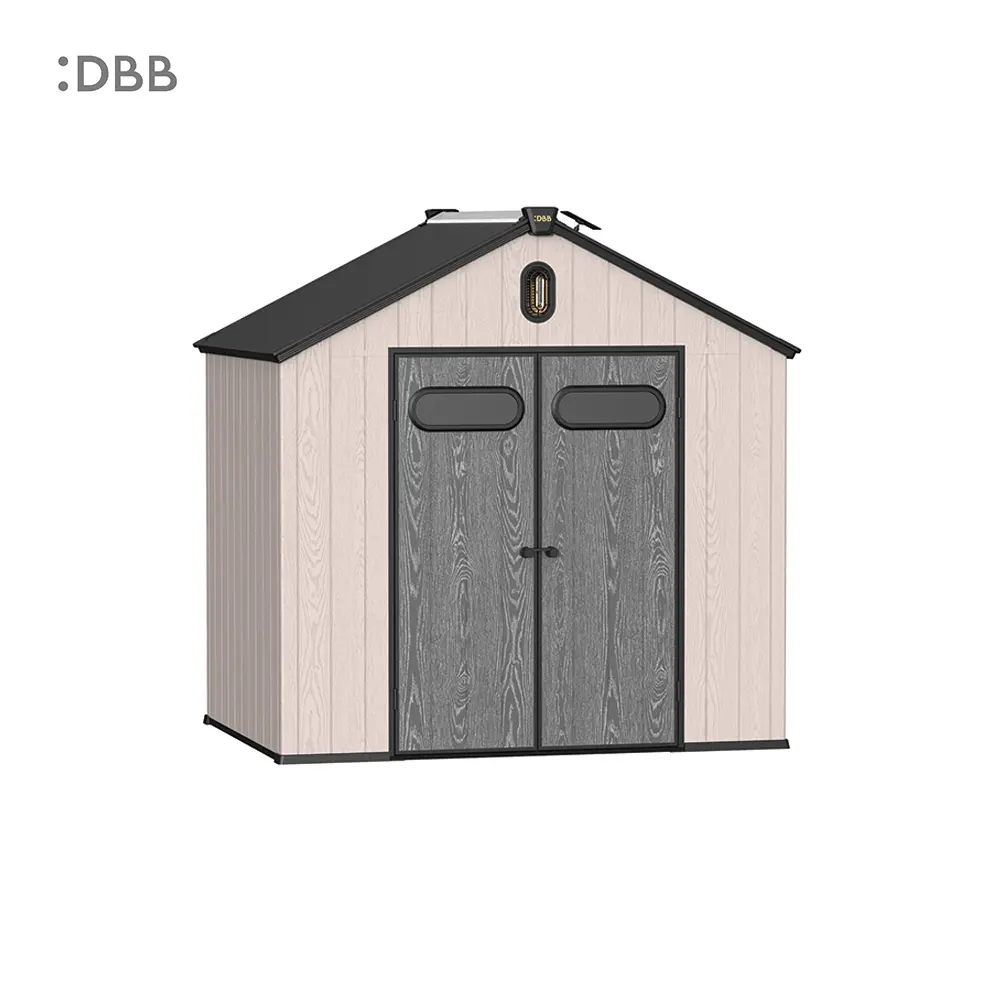 Kingcenter series Intelligent Plastic Sheds with Gable roof Acorn powder 8x6ft 1