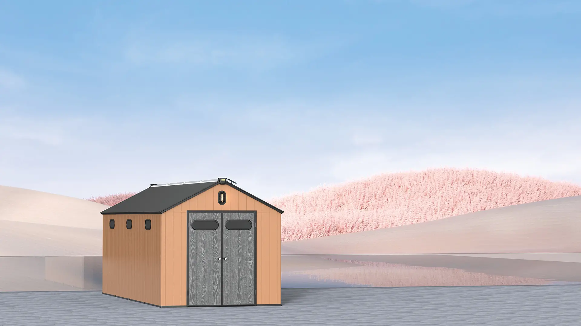 Kingcenter series Intelligent Plastic Sheds with Gable roof Warm brown 8x20ft 2