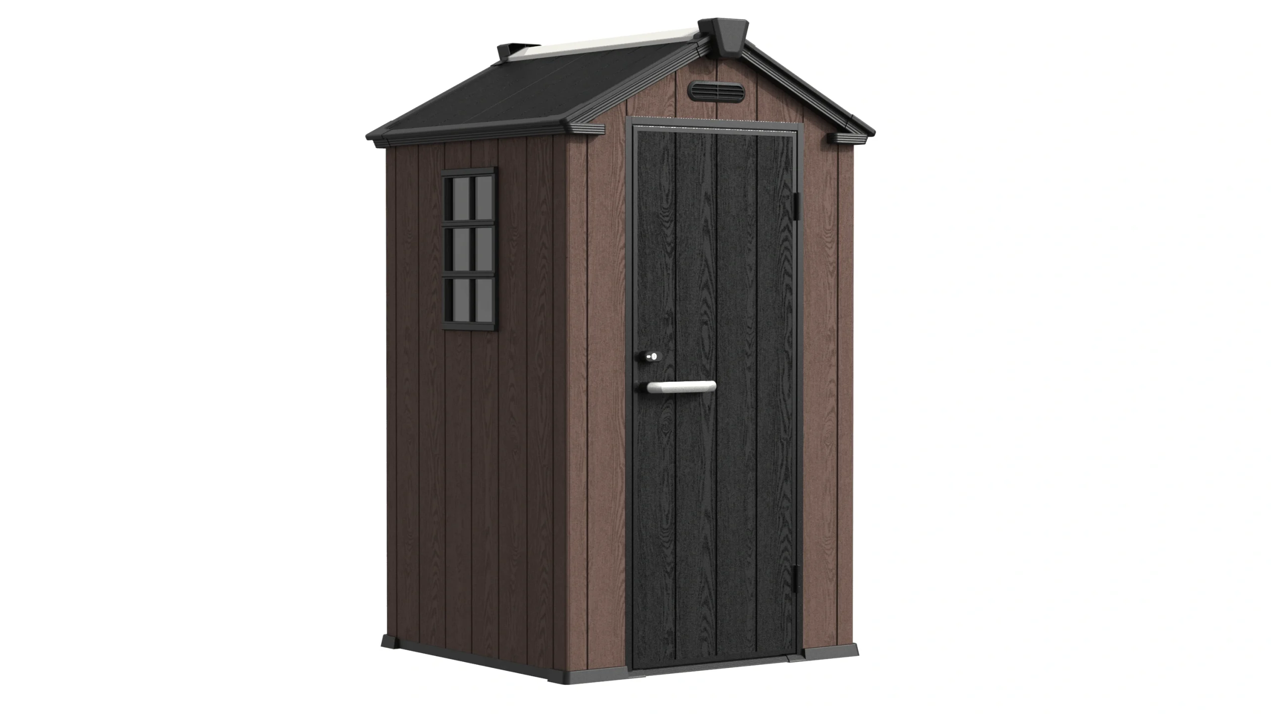 4' x 4' Shed With Gable Roof grid window ebony brown
