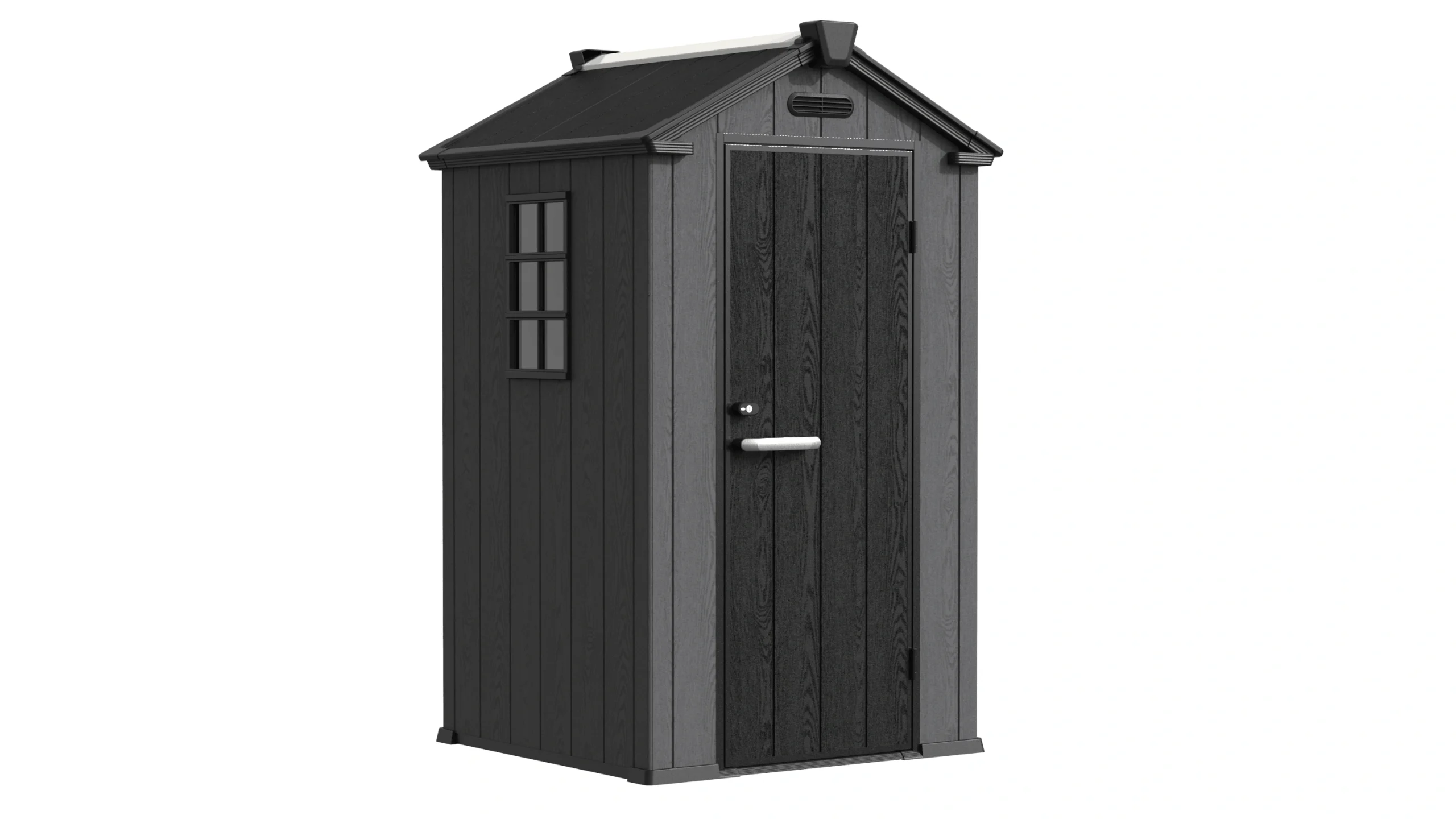 4' x 4' Shed With Gable Roof grid window graphite gray