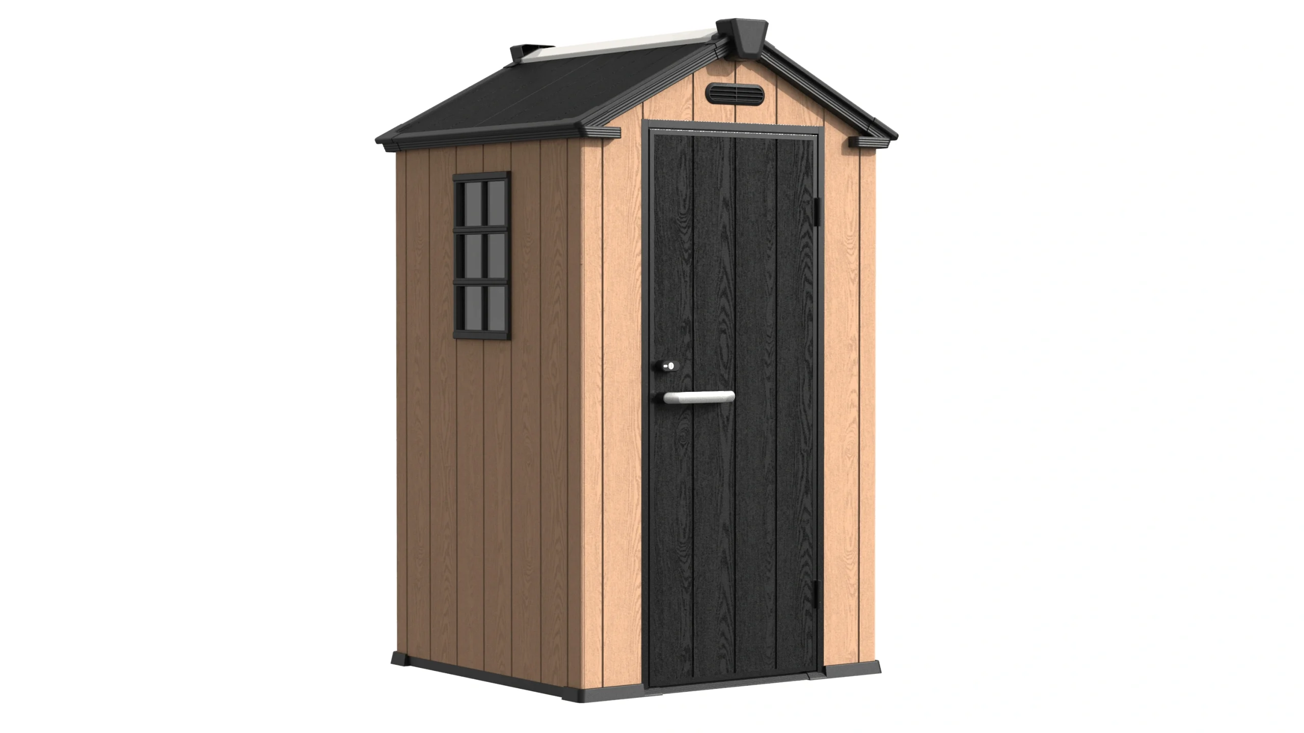 4' x 4' Shed With Gable Roof grid window natural oak