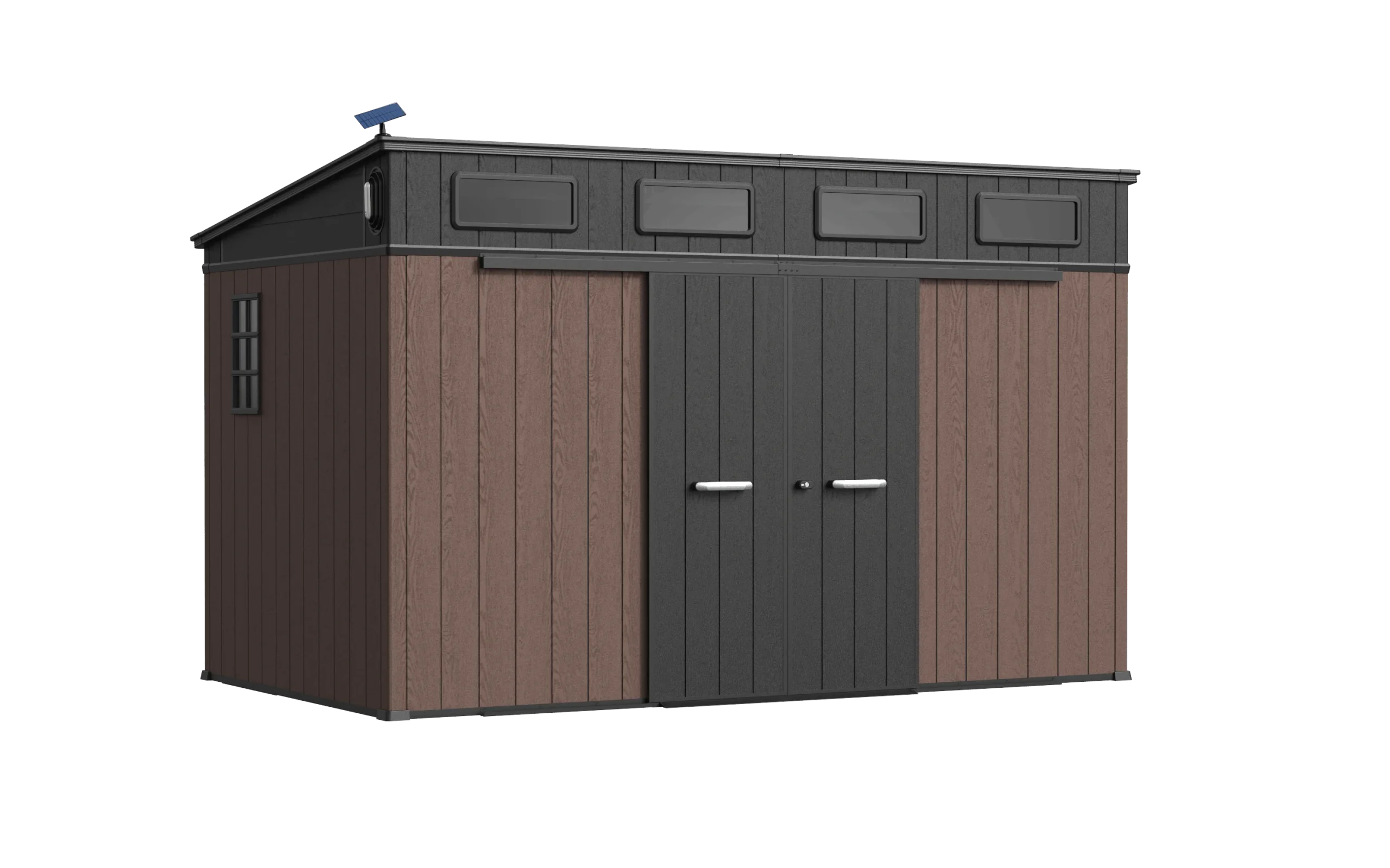 12‘ x 7’ Shed with Pent Roof and Grid Window ebony brown