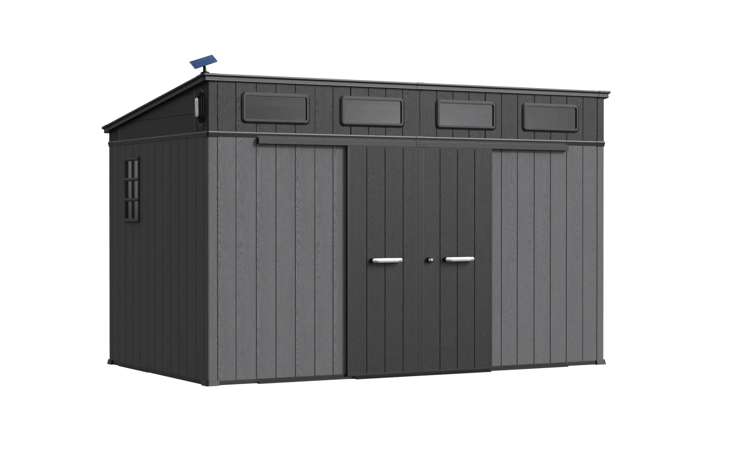 12‘ x 7’ Shed with Pent Roofand Grid Window graphite gray
