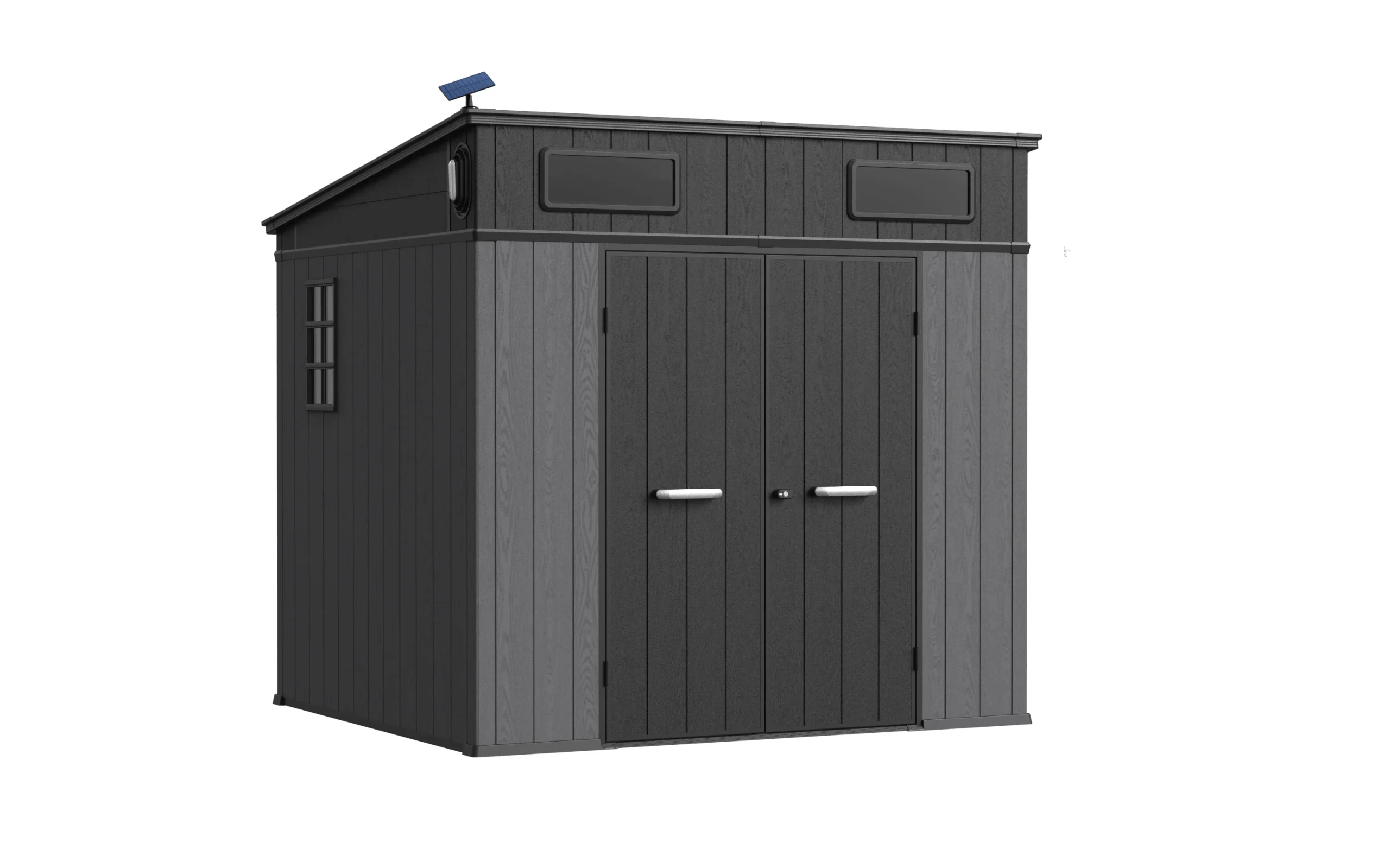 8' x 7' Storage Shed With Pent Roof and Grid Window graphite gray