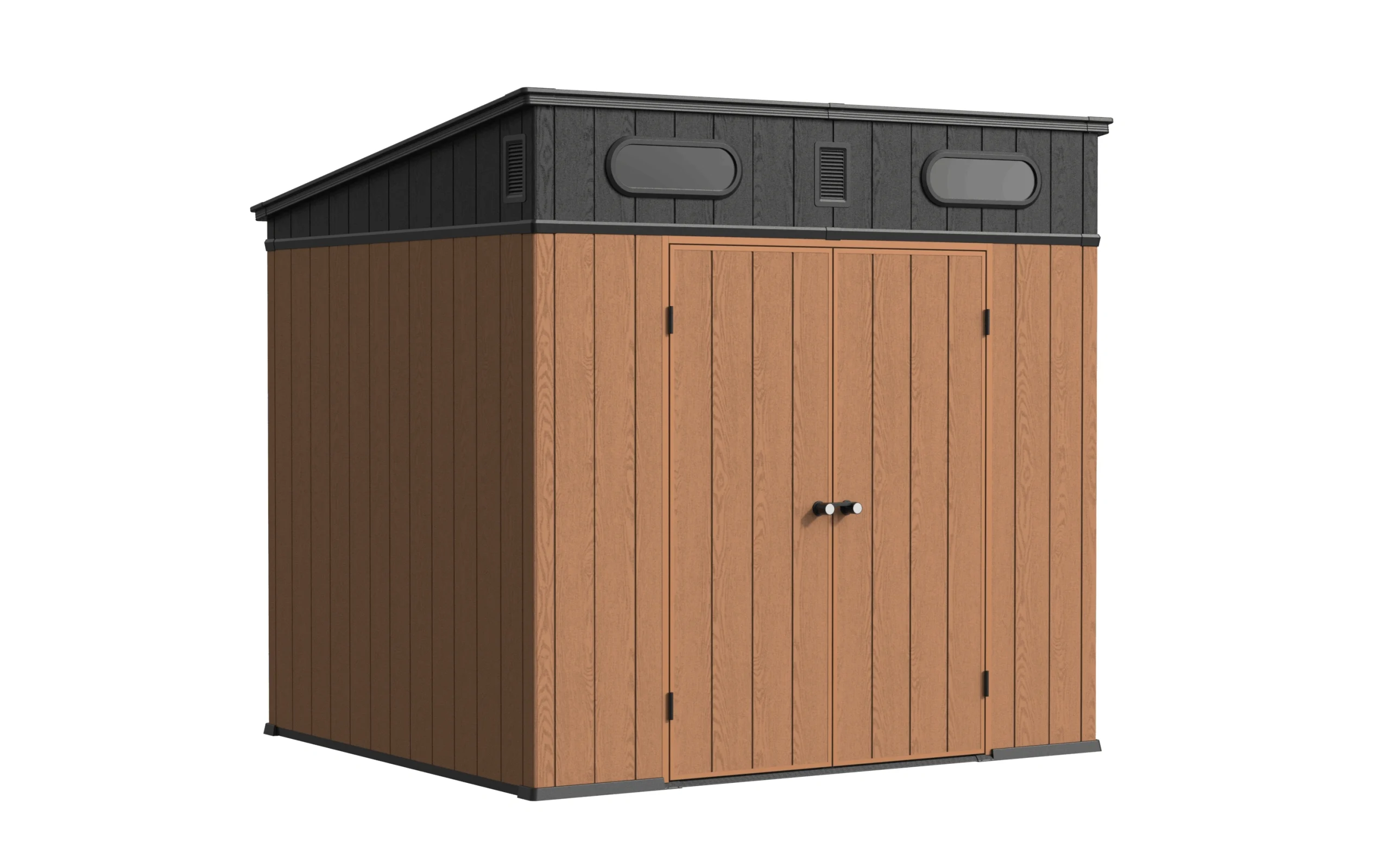 8 x 7 Garden Shed Pent Roof Plastic teak brown