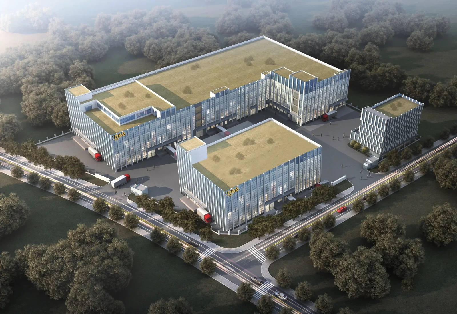 Aerial View of DBB Metal Shed Factory Building