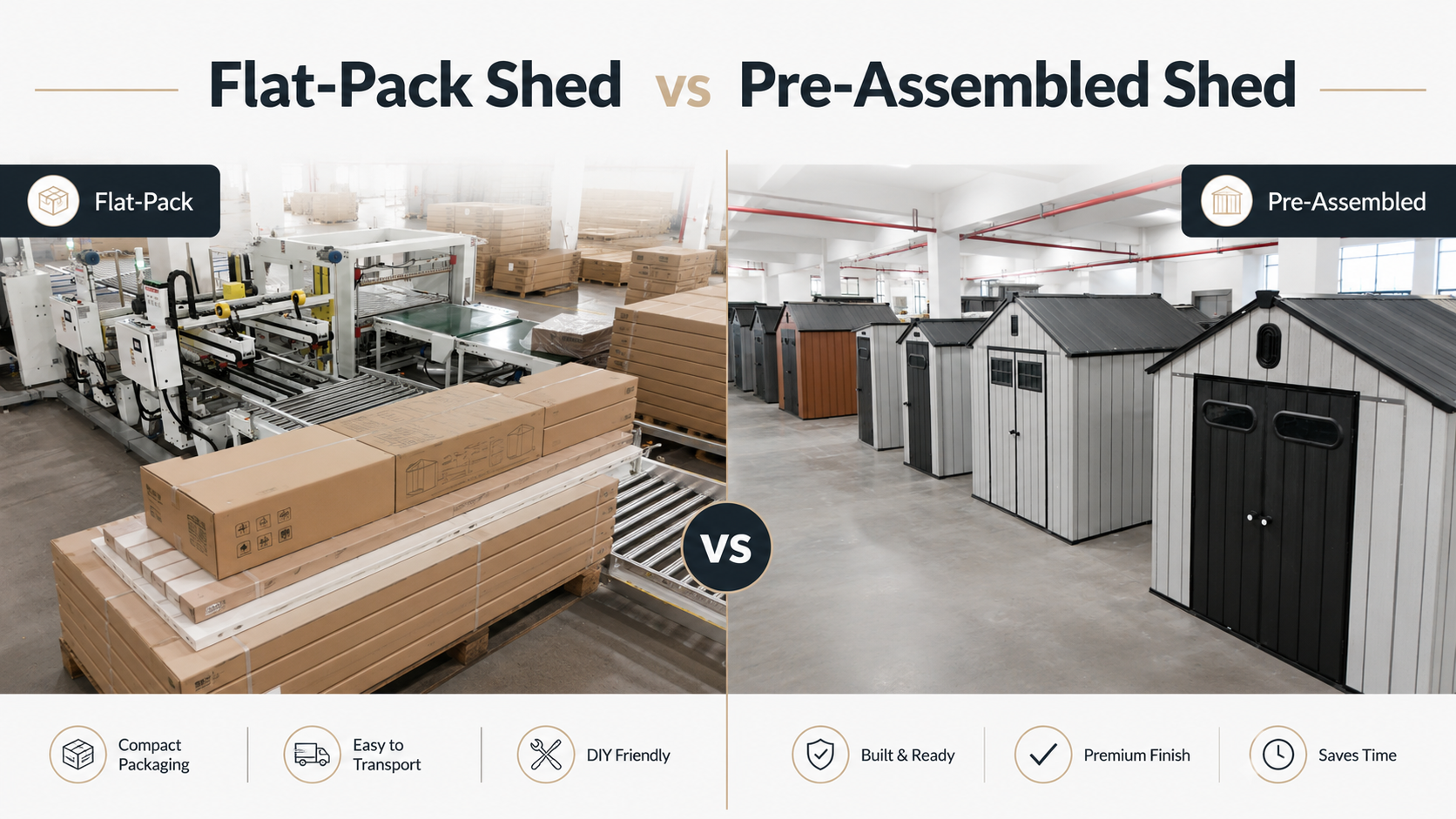 flat-pack shed vs pre-assembled shed